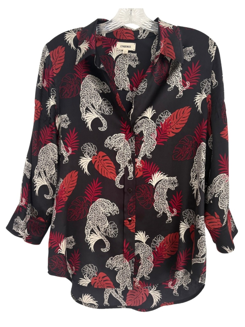 L'agence Silk Animal Print Shirt